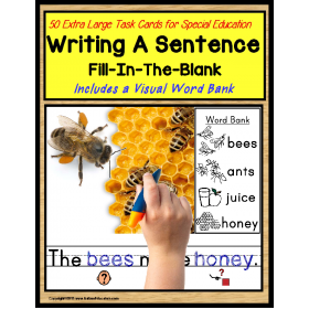 Writing Sentences LARGE Task Cards for Autism